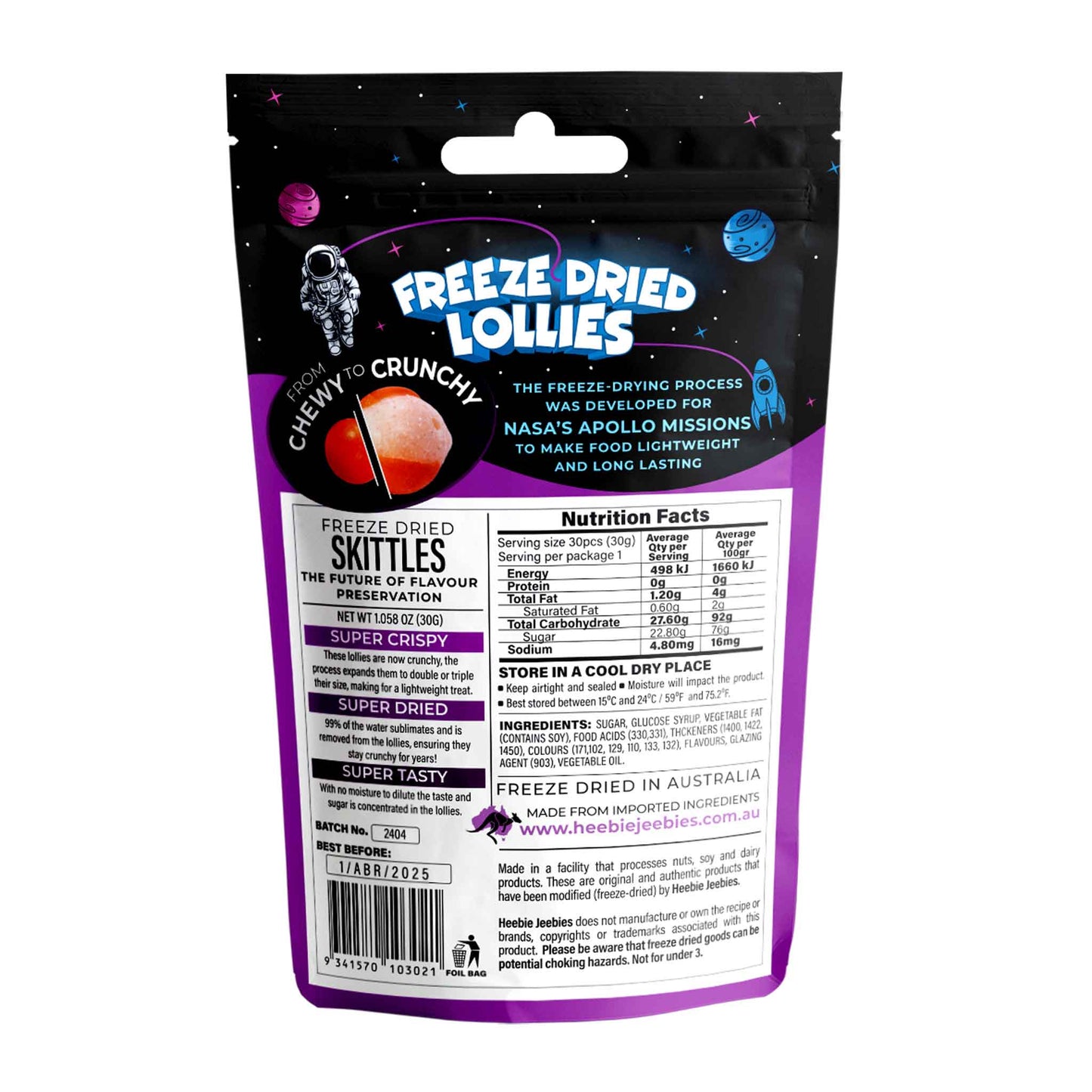 Heebie Jeebies Freeze Dried Lollies - Mini Skittles