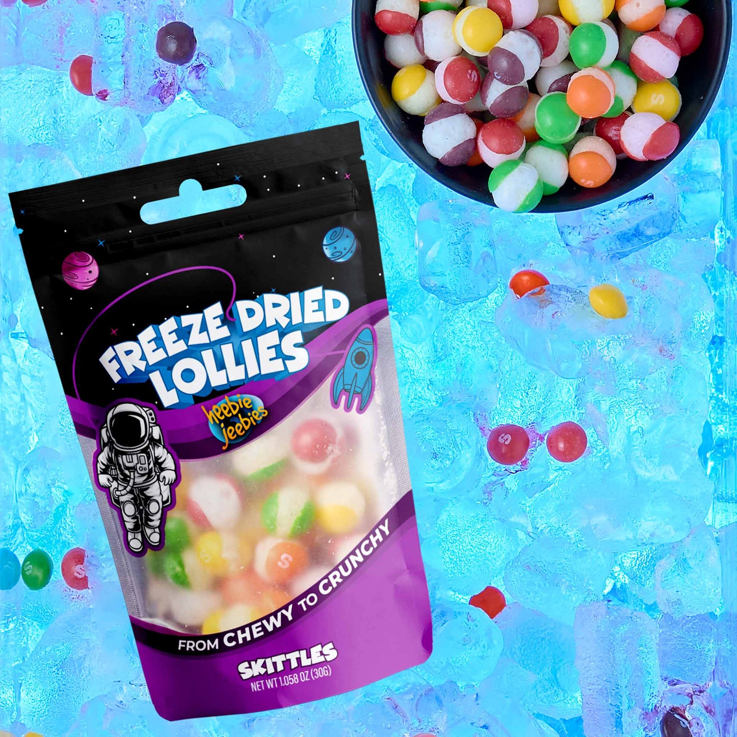 Heebie Jeebies Freeze Dried Lollies - Mini Skittles