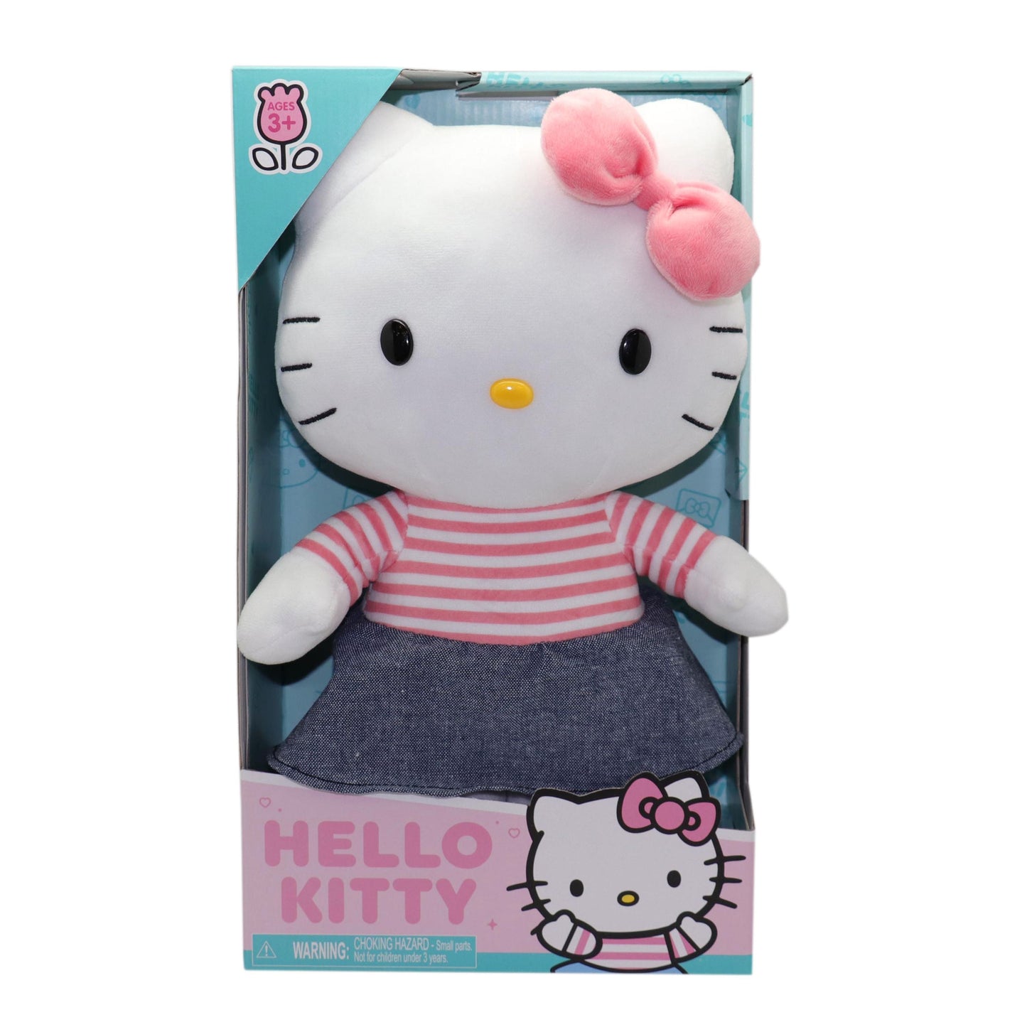 Hello Kitty Medium Plush Denim Skirt & Pink Stripe Top