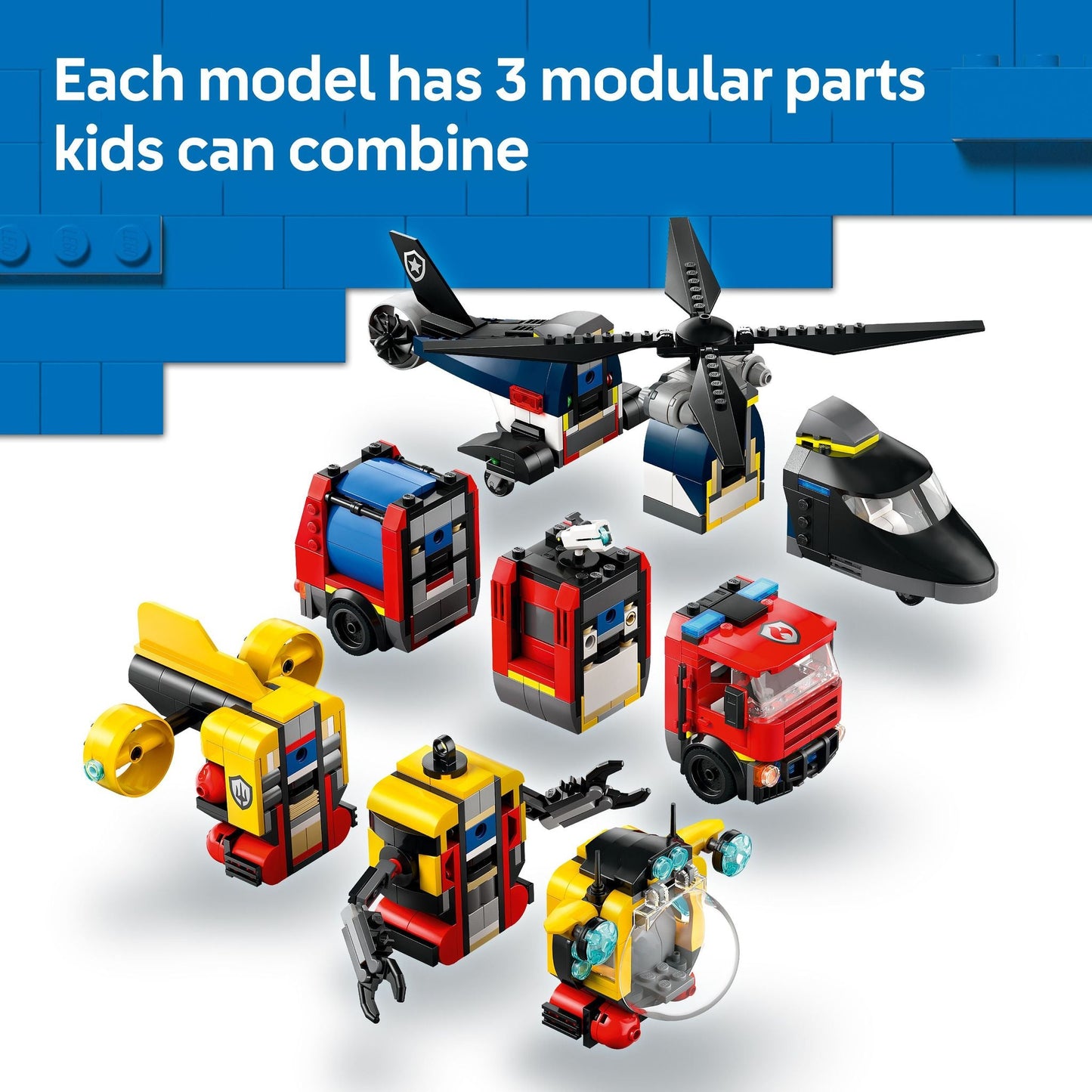 LEGO 60462 City Helicopter, Fire Truck & Submarine Remix