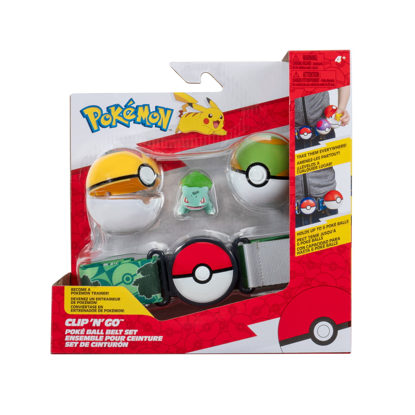 Pokemon Clip N Go Poke Ball Belt Set - Level Ball & Nest Ball With Bulbasaur #1