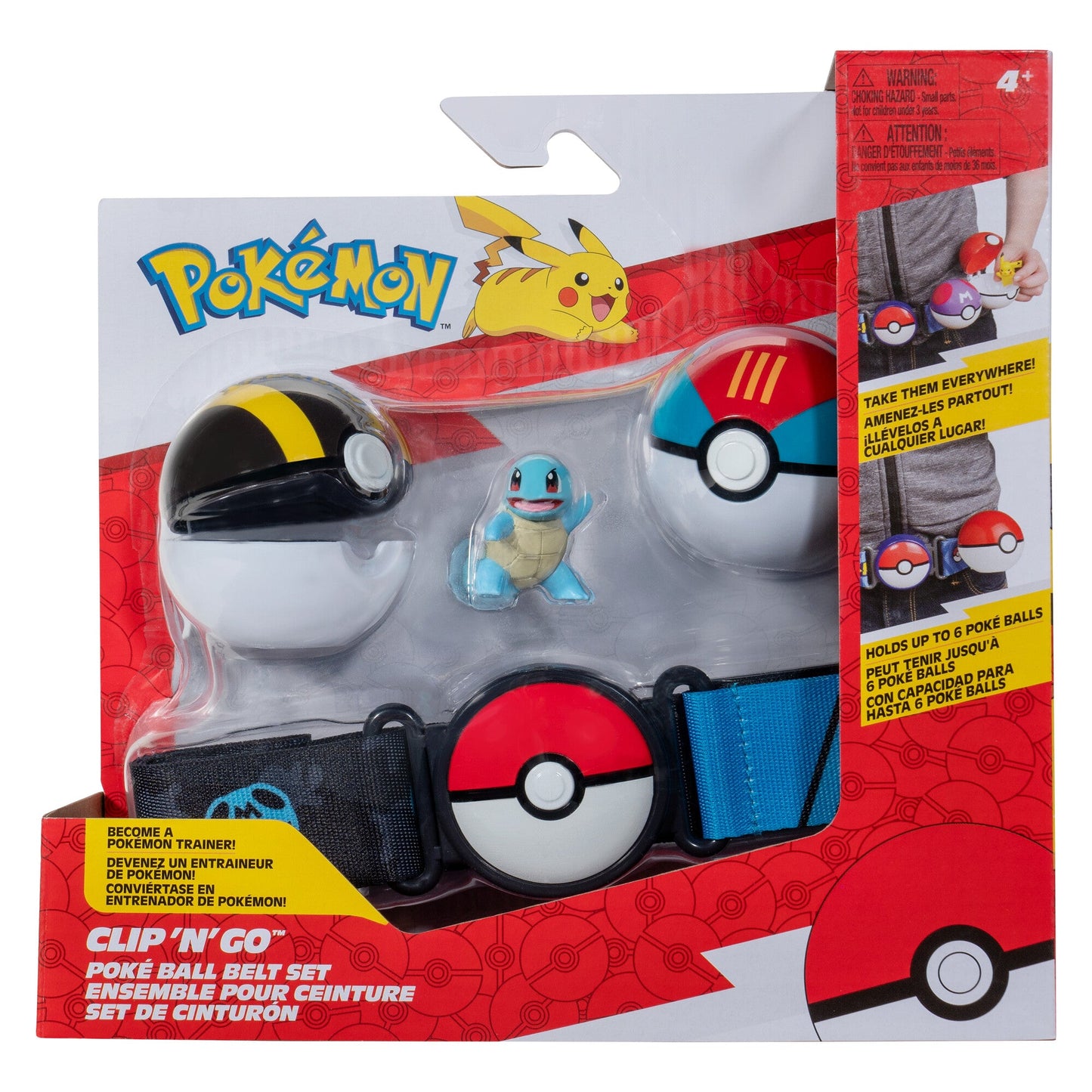 Pokemon Clip N Go Poke Ball Belt Set - Ultra Ball & Lure Ball With Squirtle