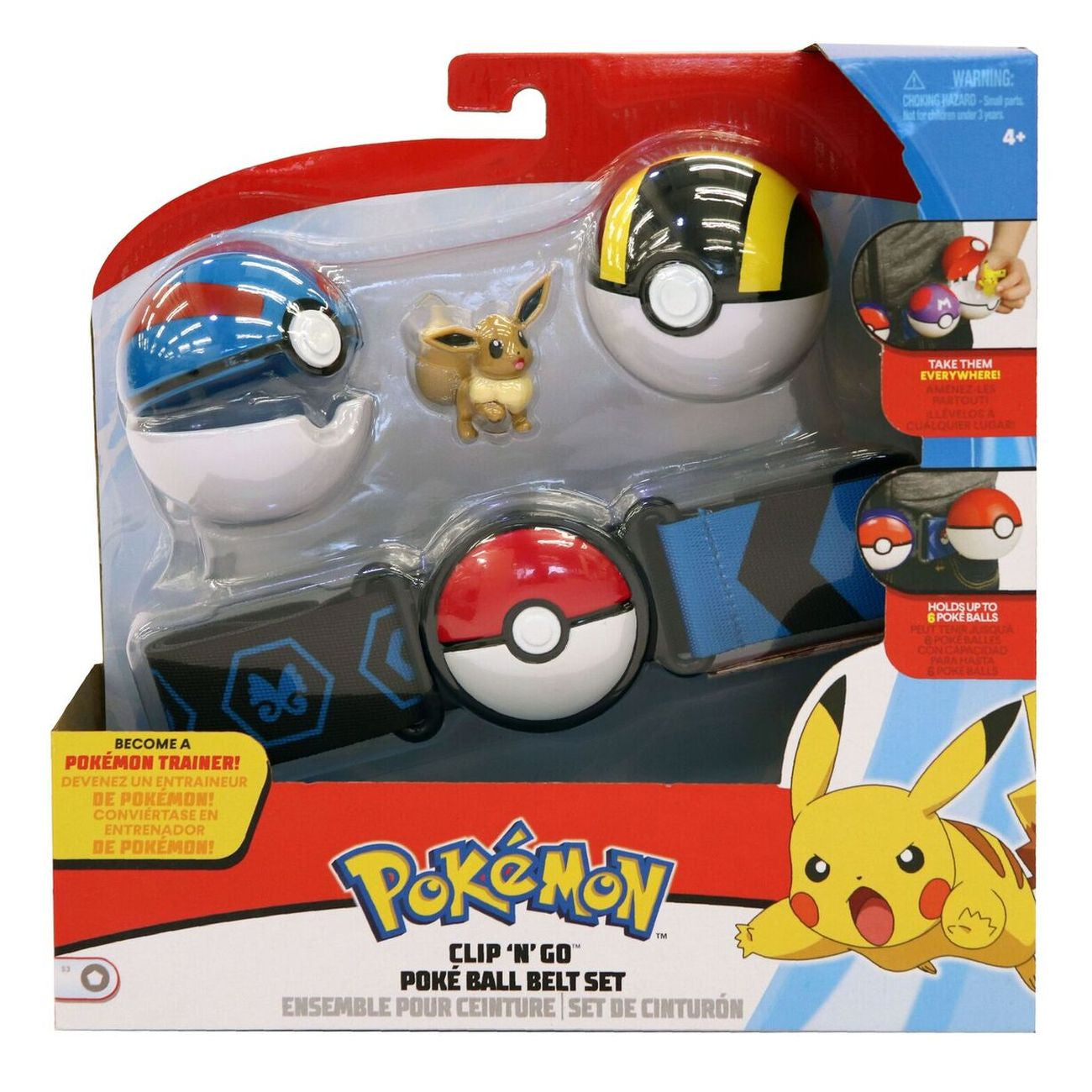 Pokemon Clip N Go Poke Ball Belt Set - Ultra Ball & Great Ball With Eevee