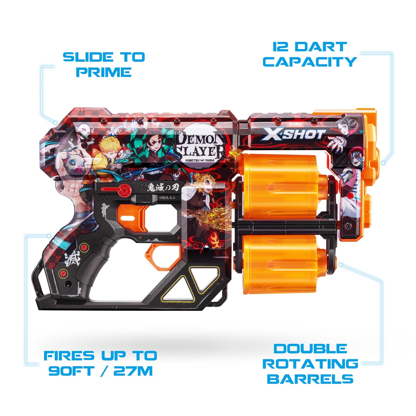 ZURU X-Shot Skins Dread With 12 Darts Demon Slayer